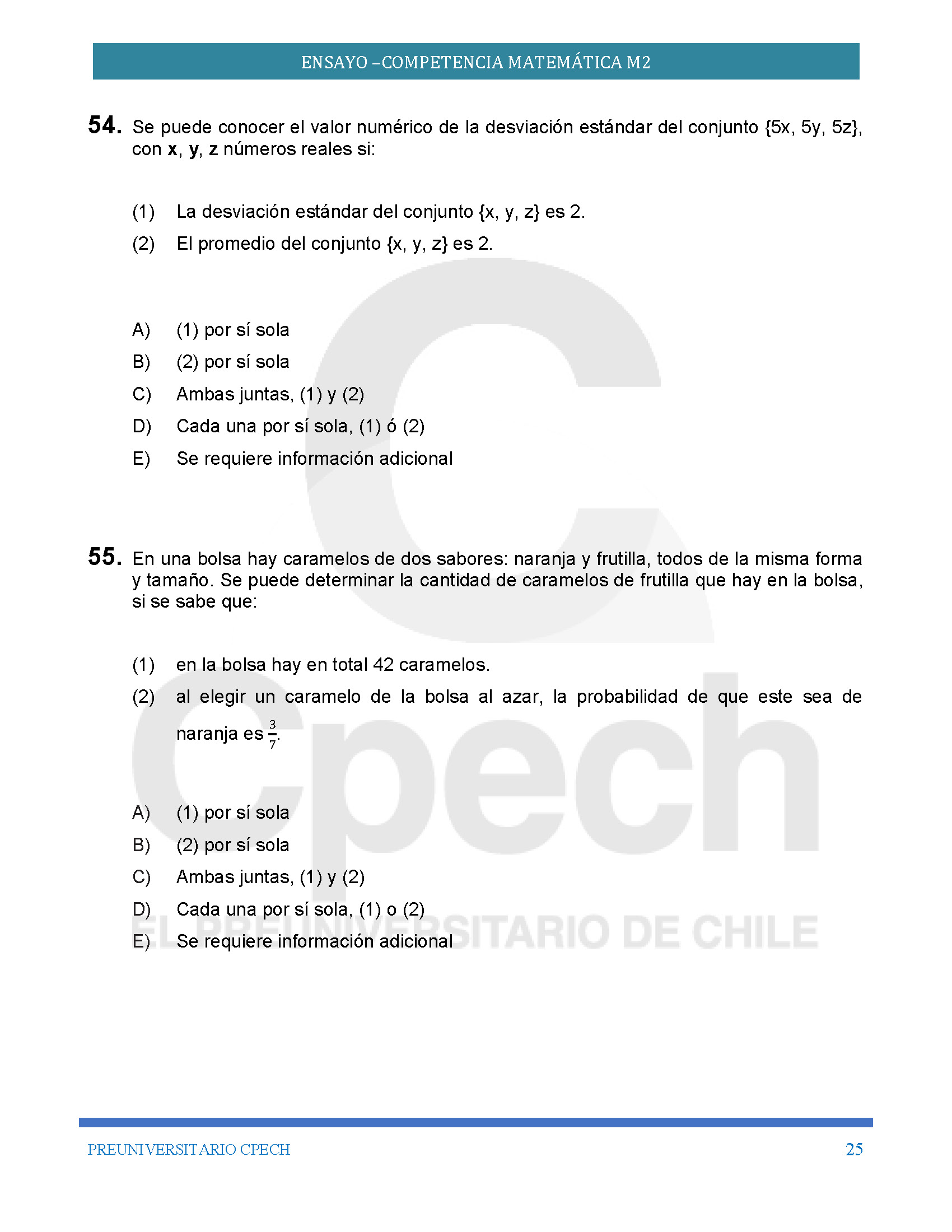 Competencia Matemáticas M2 PAES 2022